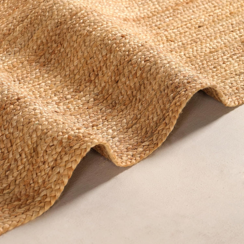 Handwoven 6ft Round Jute Rug Natural Rustic Reversible Living Room Area Rug