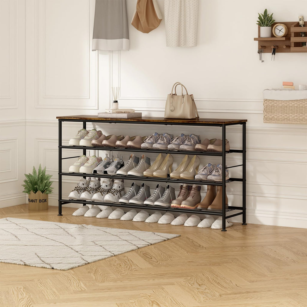4 Tier Extra Long Shoe Rack Organizer Storage for Closet Entryway