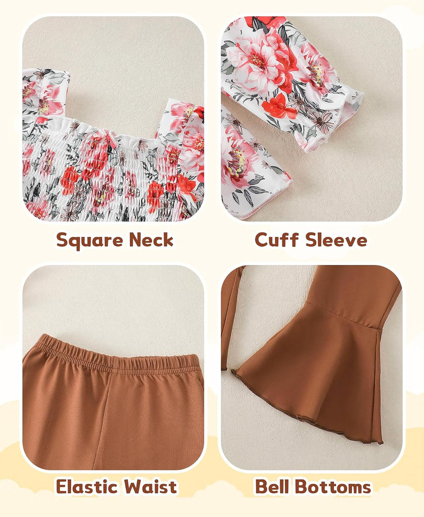 Baby Girl Clothes Toddler Girl Outfits Fall Winter Long Sleeve T Shirts Top Flare Leggings Pants Kids Clothing