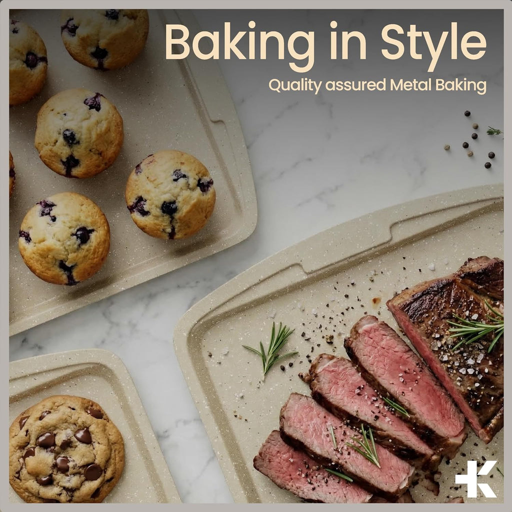 Bakken Swiss - Bakeware Set - 6 Piece - Stackable, Deluxe, Non-Stick Pans for Professional and Home Cooking - Carbon