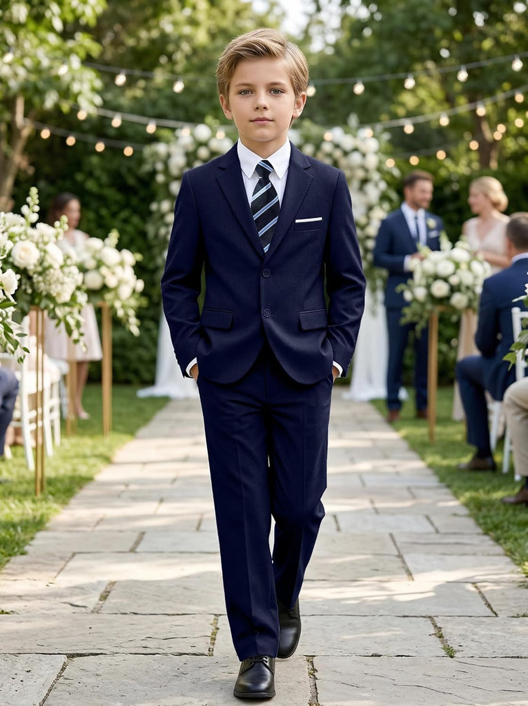 Boys Suit 5 Piece Suits for Kids Tuxedo Suit Set with Shirt Tie