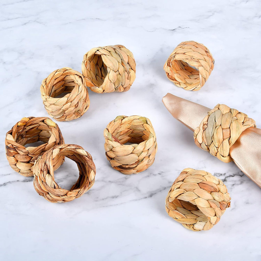 Napkin Rings, Spring Napkin Rings, Rustic Handmade Woven Napkins Ring, Spring Table Decorations, Farmhouse - Set of 8