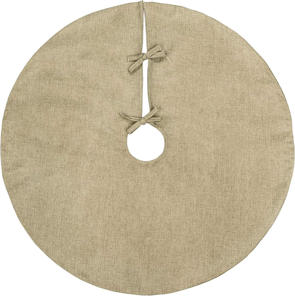 Christmas Tree Skirt, 36 inches Small Double-Layer Burlap Plain Tree Skirts, Rustic Jute Tree Skirt for Xmas Holiday