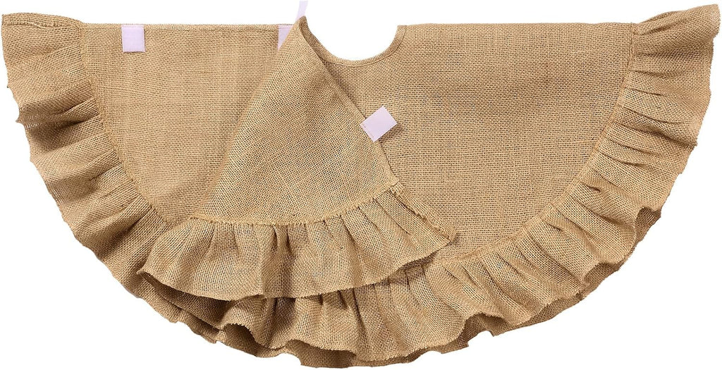 19.7" Christmas Tree Skirt Decor, Ruffled Burlap Tree Skirt, Linen