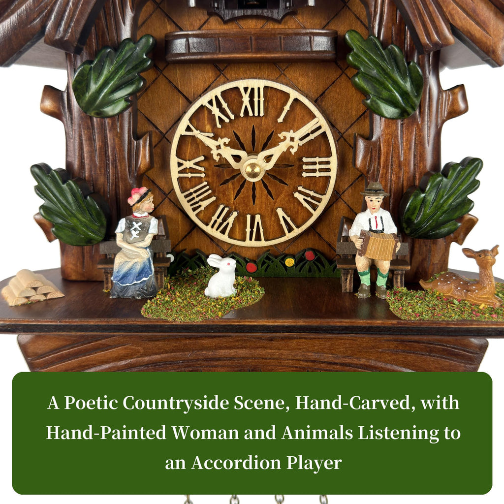 Musical Cuckoo Clock for Wall, Black Forest Chalet, Quartz