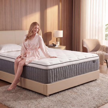King Size Mattress 14 Inch, Hybrid Mattresses in a Box, Medium Firm Individual Pocket Springs Fiberglass Free