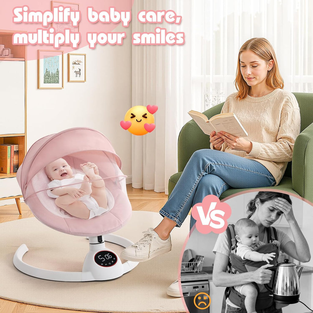 Baby Swing for Infants,Electric Swing for Babies,Portable Swing for Baby Boy Girl,Remote Control Indoor Baby Rocker