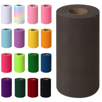 Gray Tulle Fabric Rolls, 6 Inch x 50 Yards Sheer Tulle Ribbon Spool for DIY Tutu Skirt, Bows, Baby Shower, Birthday
