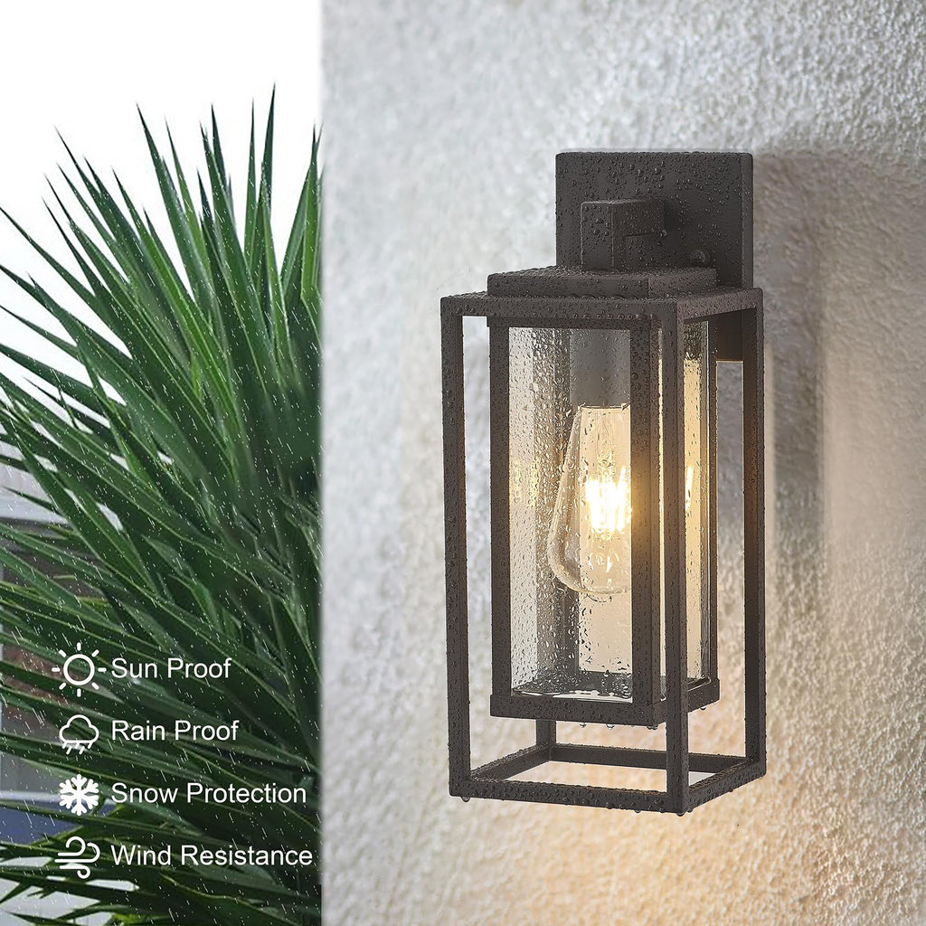 14" Double Cage Outdoor Wall Light, 2Pack Exterior Lantern Sconce