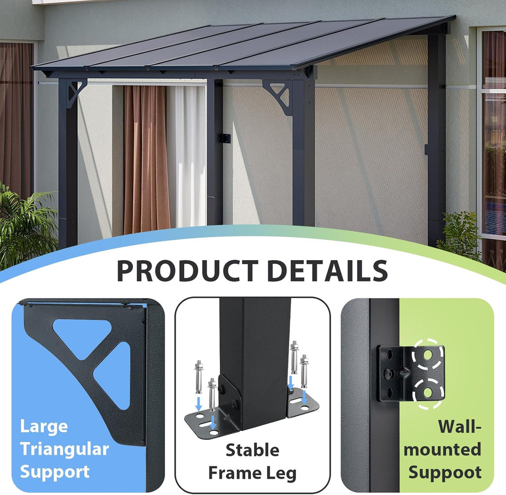 8’x 5’ Premium Gazebo with Aluminum Top Frame & Polycarbonat - Image 3