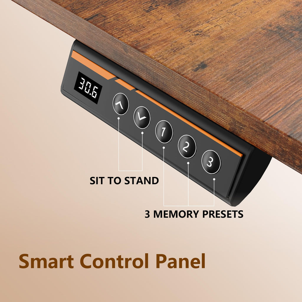 63 x 55 Inch L-Shaped Standing Desk, Electric Corner Workstation Brown