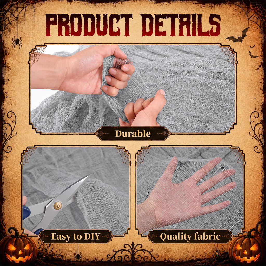 320 x 80 in Halloween Creepy Cloth for Yard and Outdoor Decorations, Gray
