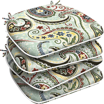 Outdoor Chair Cushions Furniture Set of 4, Water Repellent Patio Chair Cushions 17"x16" with Ties, U-Shaped Dining