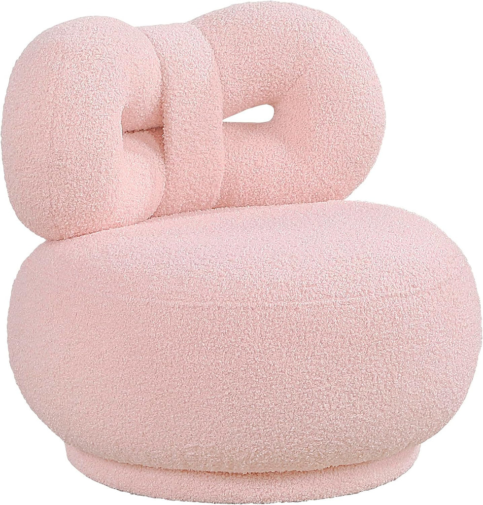Mini Kids Boucle Swivel Chair-Bow-Shape Back,Toddler Chair,Pink