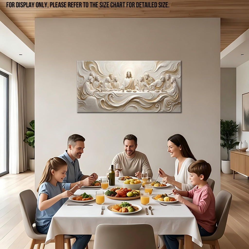 The Last Supper Textured Geometric Canvas Wall Art, structured and approachable Jesus and Apostles Scene for modern