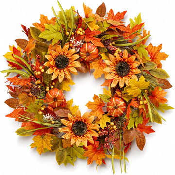 Fall Wreaths for Front Door, Autumn Thanksgiving Door Wreath Fall Decor