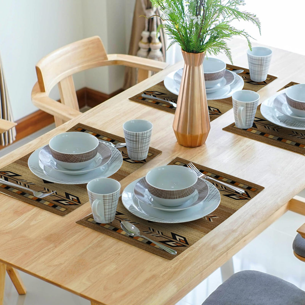 Southwestern Placemats Rustic Tribal Geometric Decorative Table Mat Antique Native American Heat Resistant Non-Slip