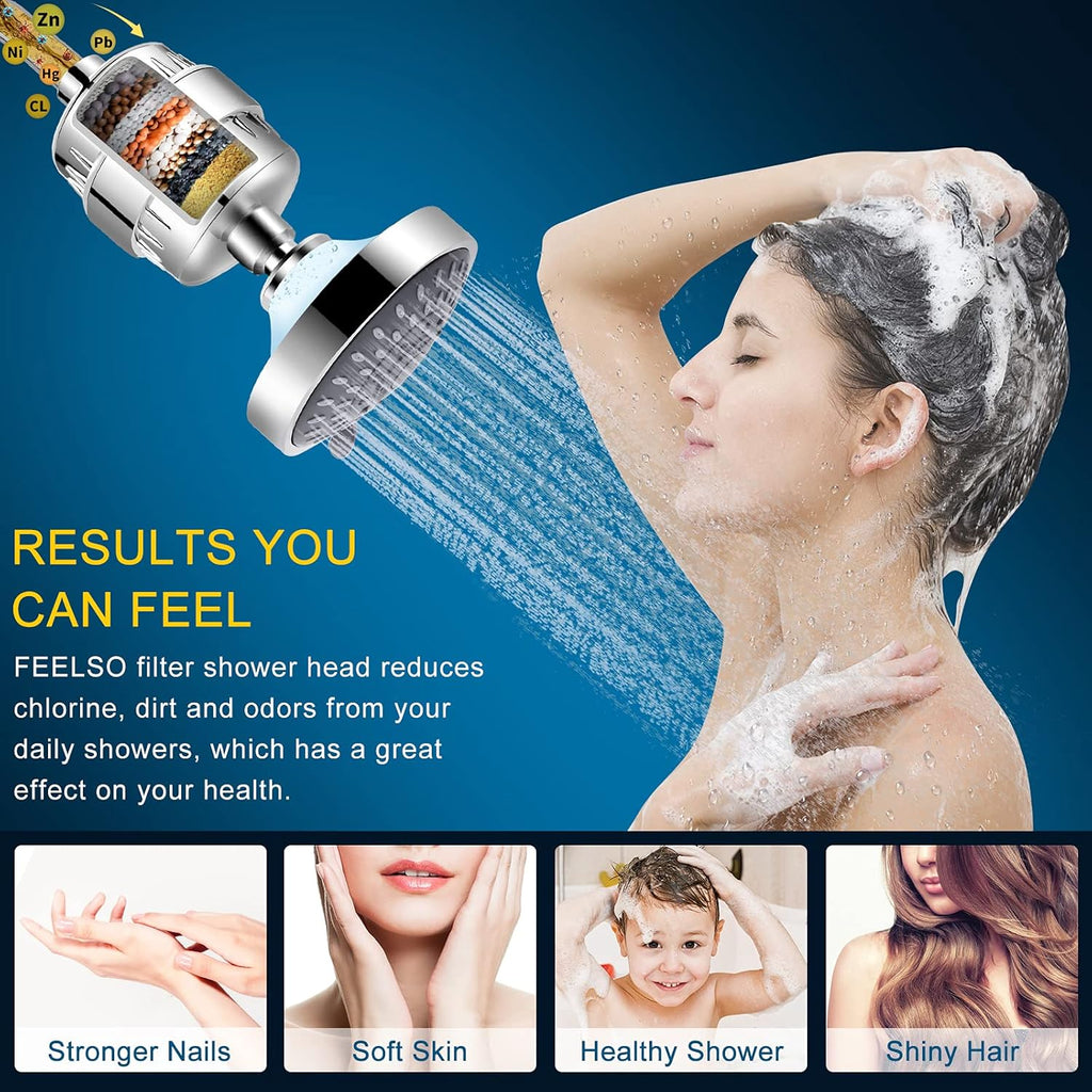 Shower Head and 15 Stage Shower Filter Combo