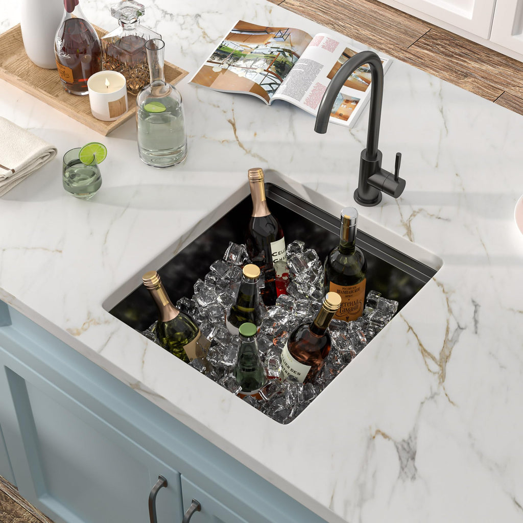 17"x19" Undermount Black Bar Prep Sink Workstation