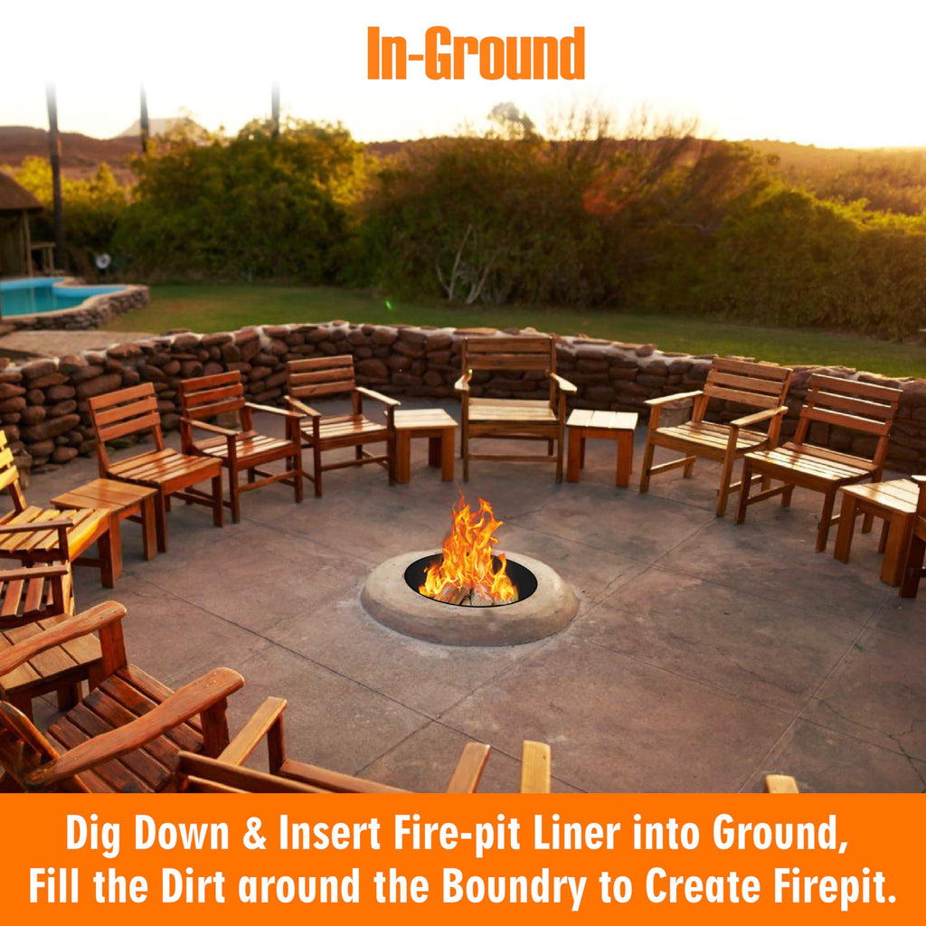 45" x 10" Fire Pit Ring Insert - No Bottom 2mm Heavy Duty Steel