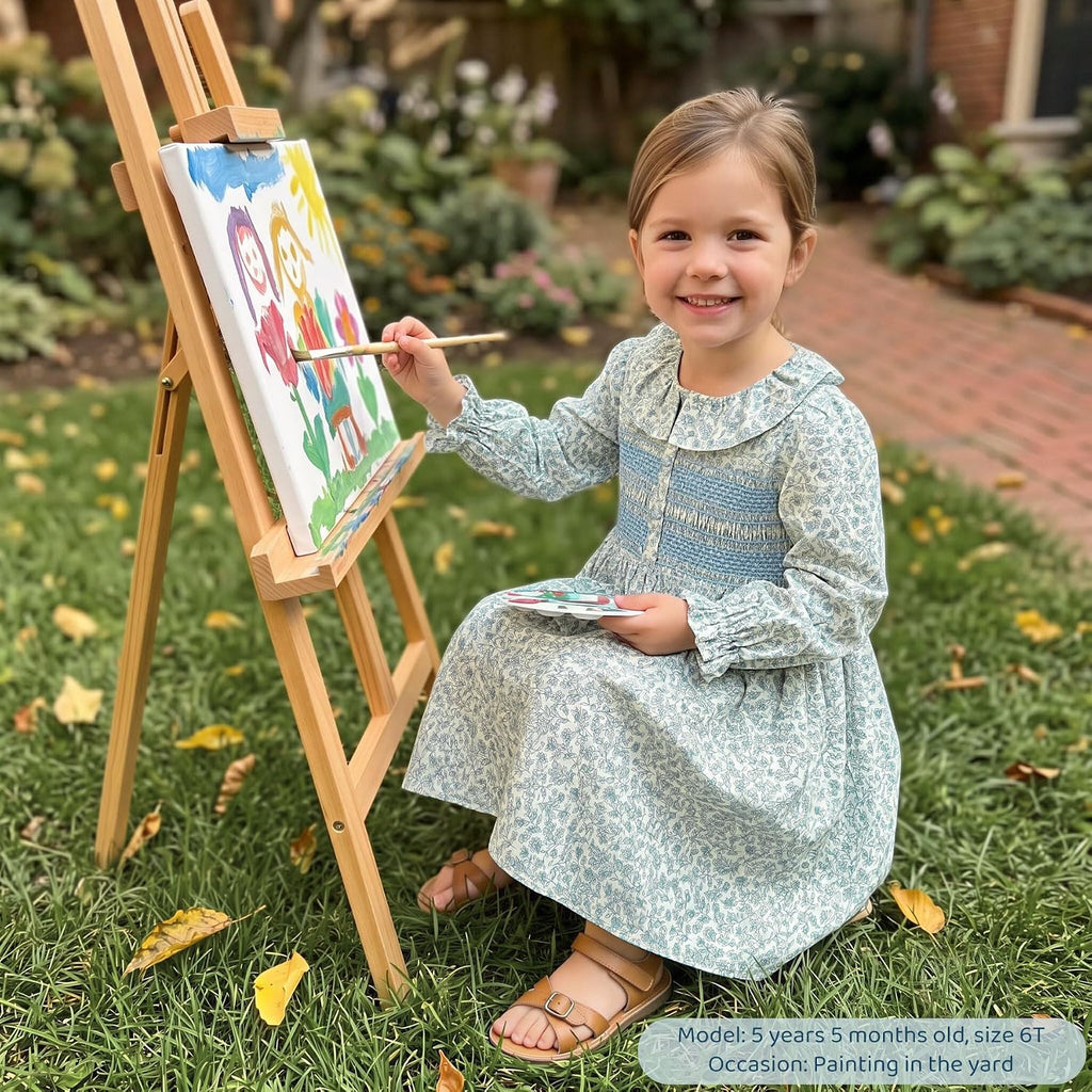 Toddler Girls Smocked Dress,Long Sleeve