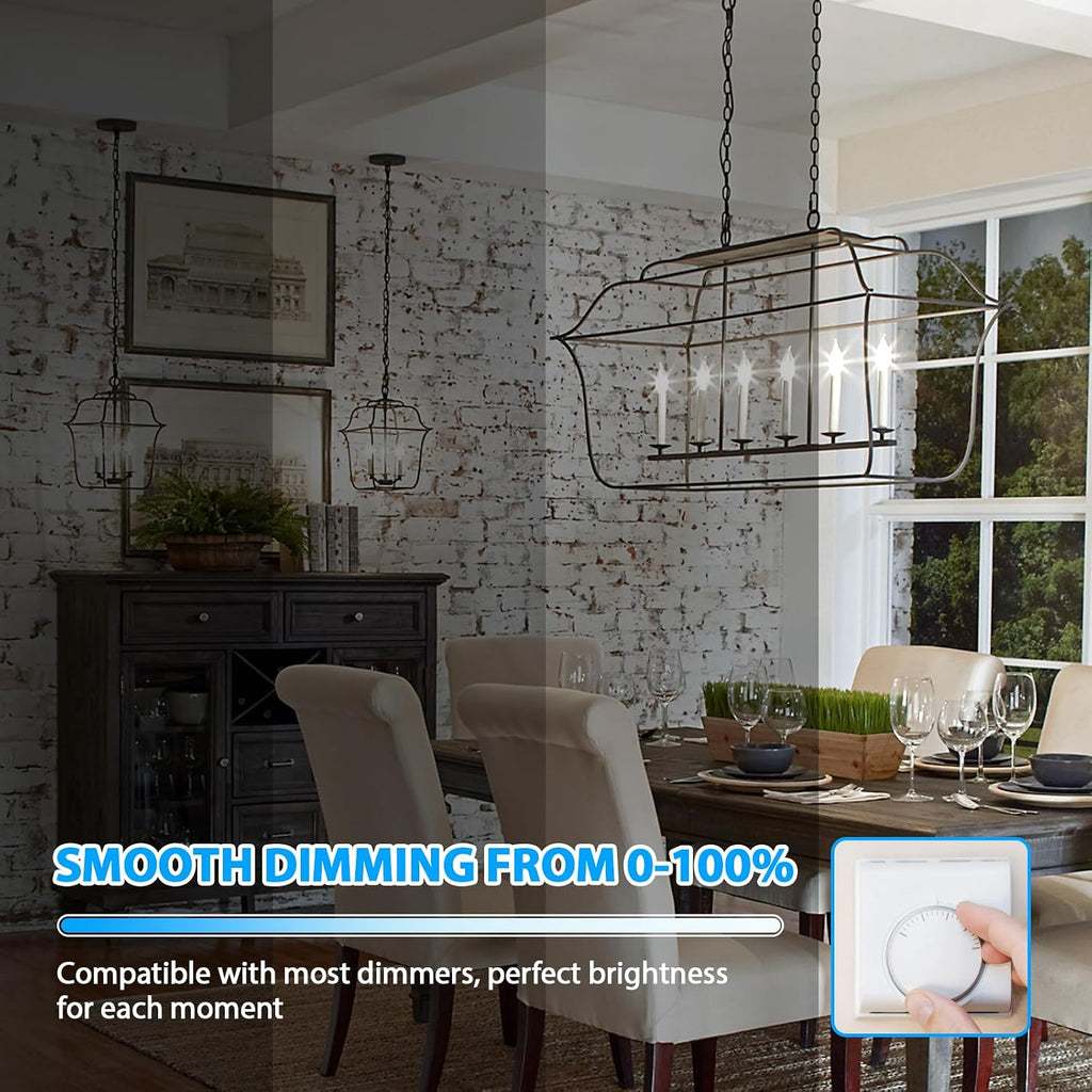 Dimmable E12 Candelabra LED Light Bulbs 40W Equivalent, 5000K Bright Daylight White Chandelier Light Bulbs, 4W 460 LM