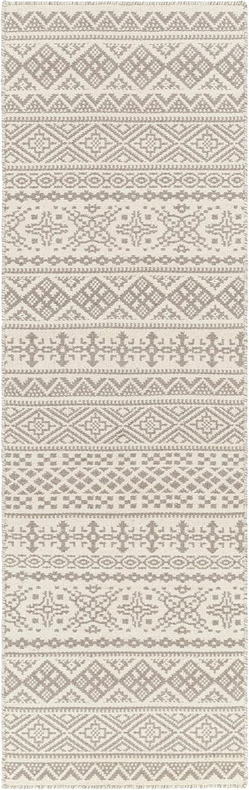 Orange Wool Hallway, Kitchen Runner Rug - Geometric Diamond Striped Border Medallion - Bohemian Transitional Tribal