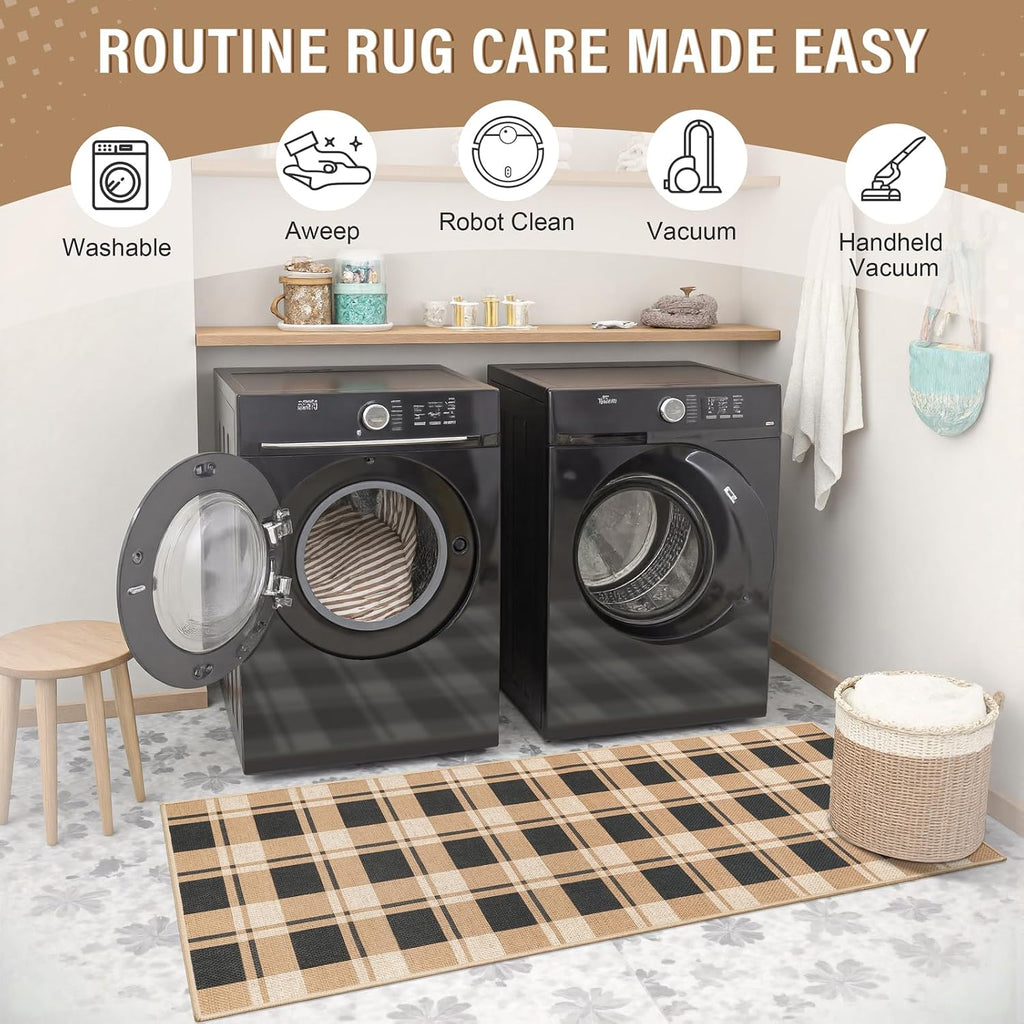 2x8 Checkered Jute Runner Rug Indoor Floor Area Carpet