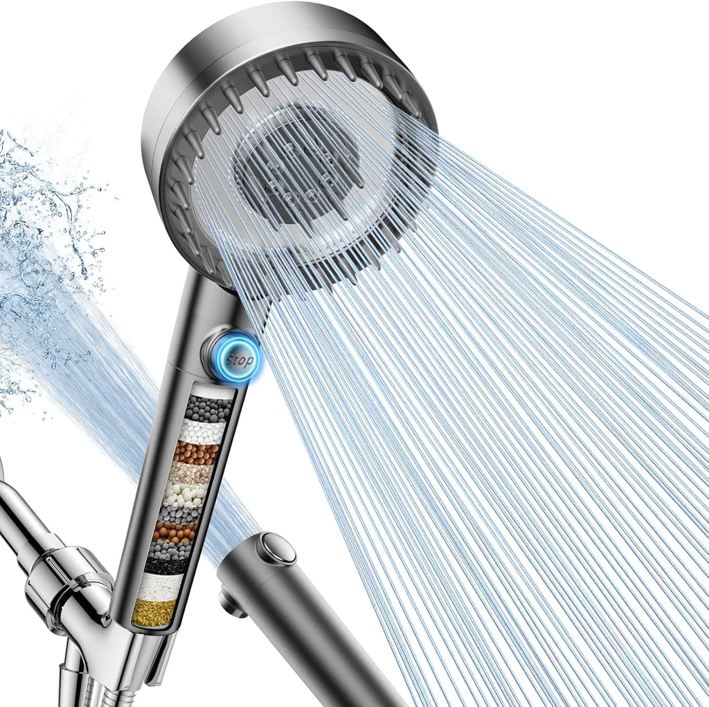 Filtered Shower Head with Handheld, High Pressure 4 Spray Mode Showerhead with Filters