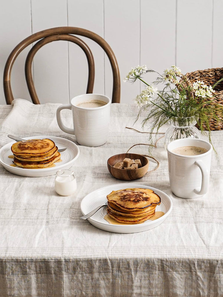 Ceramic Dinnerware Set for 4, 16-Piece with Cups, White
