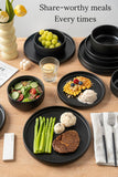 Dinnerware Sets for 4,Microwave Safe Plates and Bowls Sets,12 Piece Dylan Dish Set,Reactive Glaze Stoneware Dinnerware