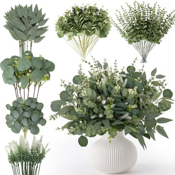 Artificial Eucalyptus Stems, Mixed Greenery Stems for Decor - Set of 135