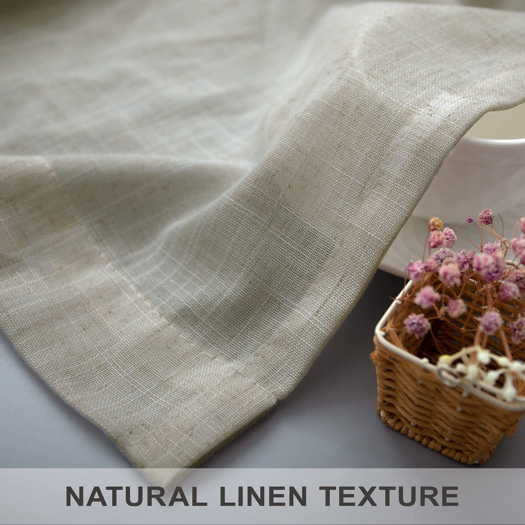 Flax Linen Curtains 80 Inches Long Semi Sheer Linen Large Drape Extra Wide Beige Light Filtering Curtains for Sliding