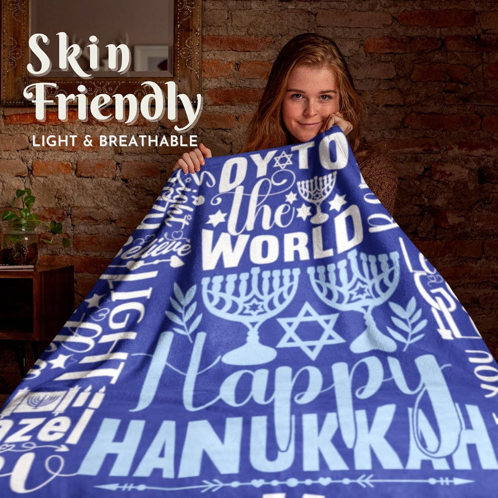 Hanukkah Gifts, Hannukah Throw Blanket for Kids Women Men, Presents for Chanukah Jewish Holiday for Kids, Friends