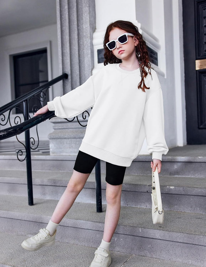 Girls Oversized Striped Crewneck Sweatshirt Long Sleeve Color Block Pullover Tops Fall Casual Clothes