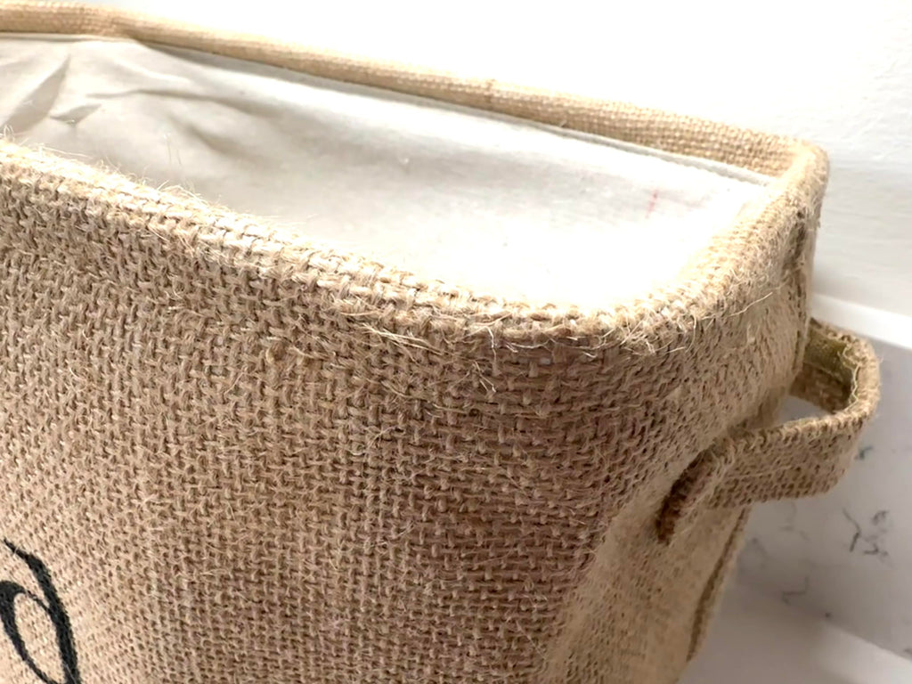 Bread Storage Bin- Burlap basket for keeping Bread, Rolls and other items Counter or Pantry