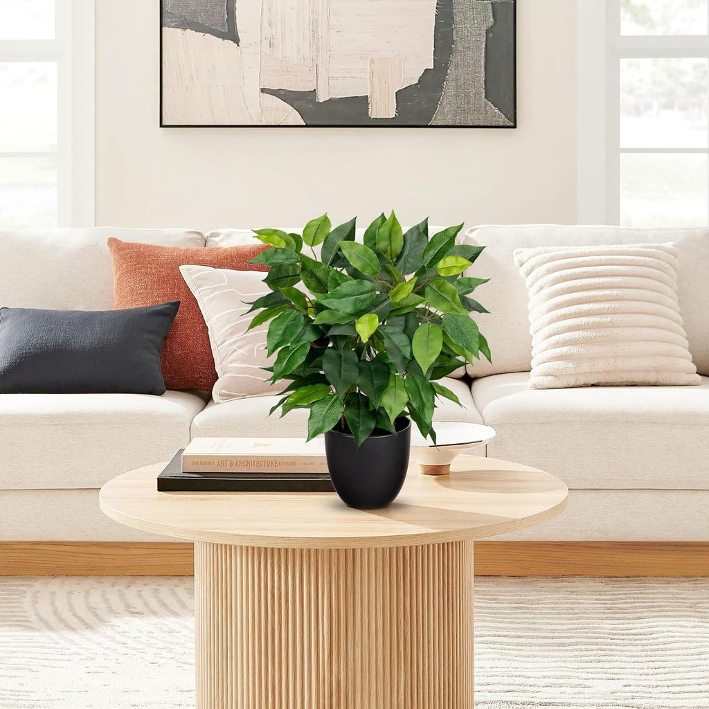 Fake Plant 15.7" Artificial Plants Indoor Small Ficus Potted Plants Silk Plants Faux Topiary Plant Bathroom Bedroom