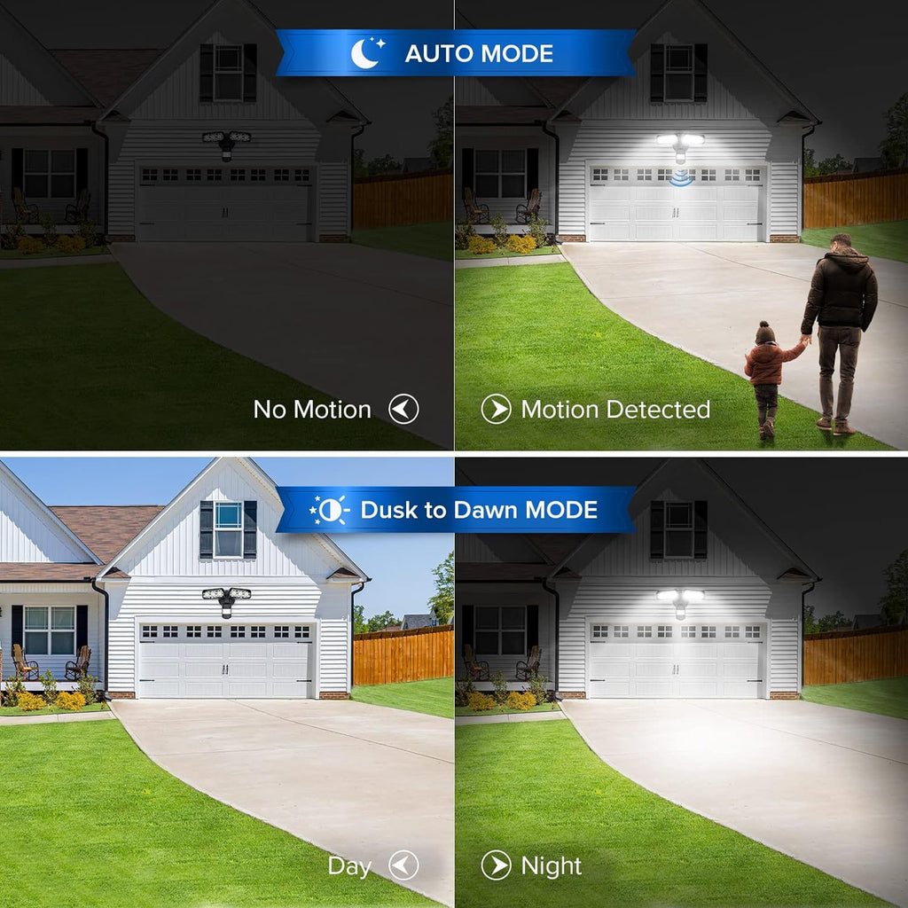 27W LED Motion Sensor Outdoor Flood Light, 2700LM Security Light, 300W Equiv 5000K Dusk to Dawn Light, Wide Angle
