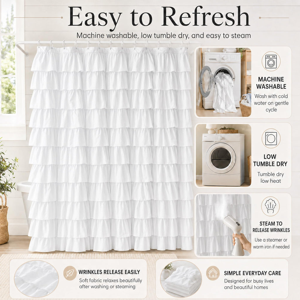 White Ruffle, 72X84, Layered Ruffles Texture