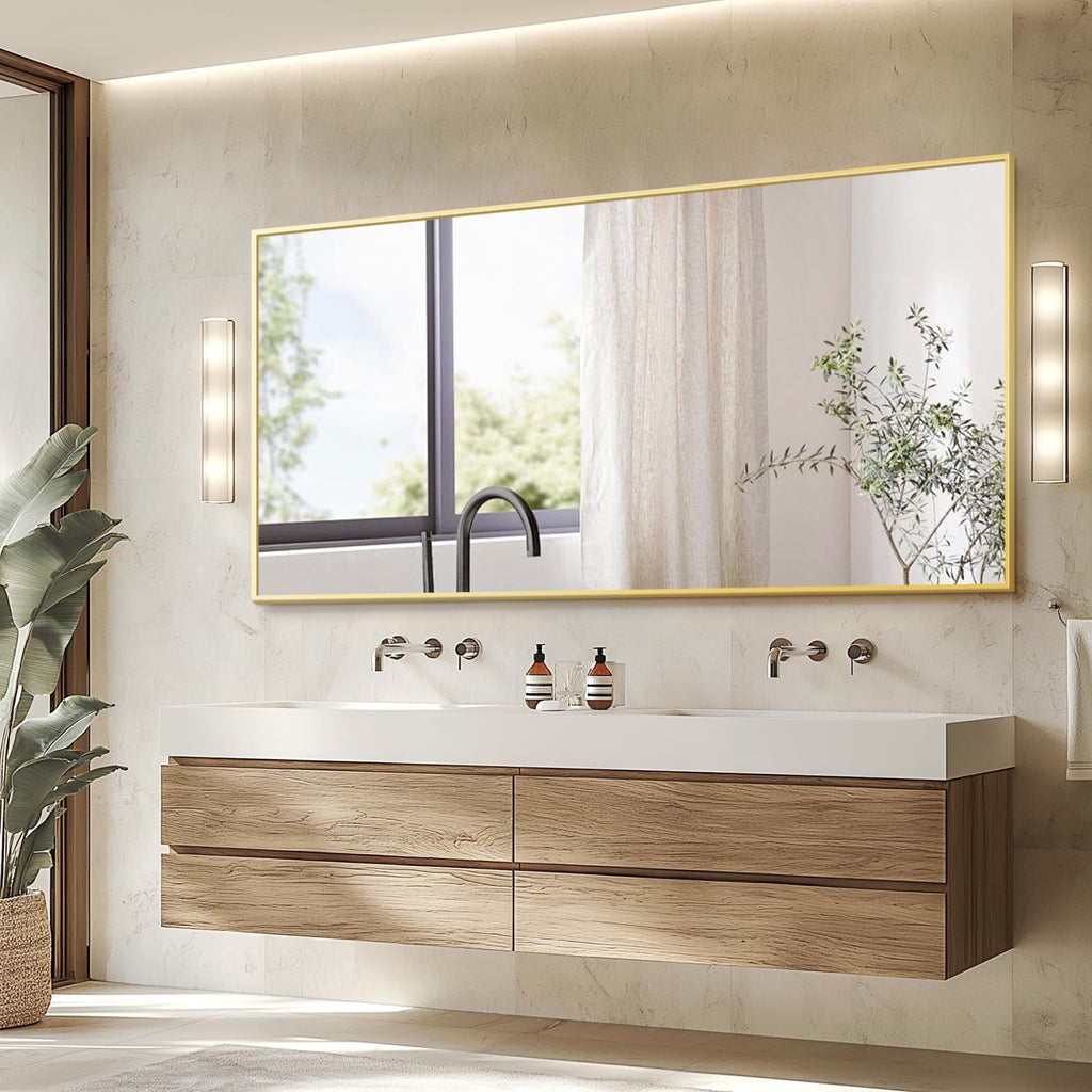 Full Length Floor Mirror 75"x35", Large Standing Body Mirror, Gold