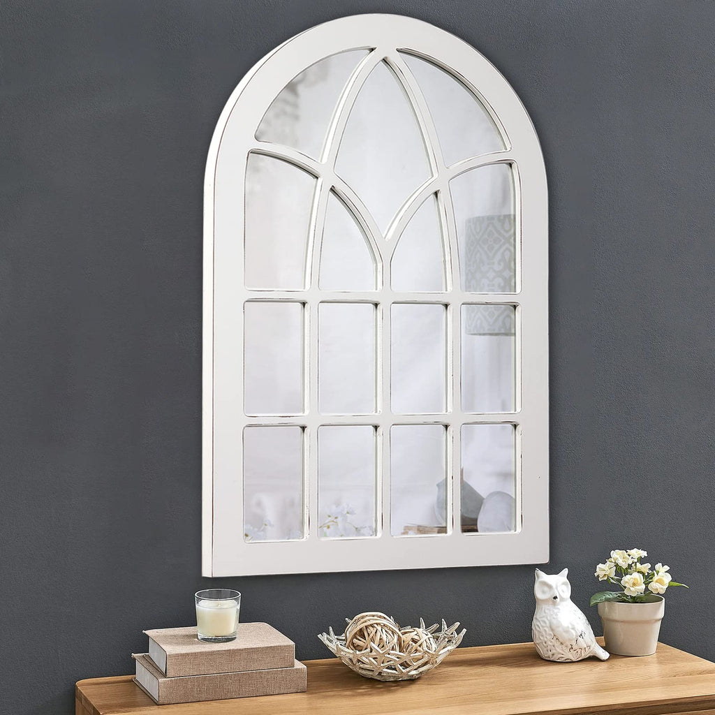 Farmhouse Large Arched Window Pane Mirror Wall Decor 36 x 24 inch