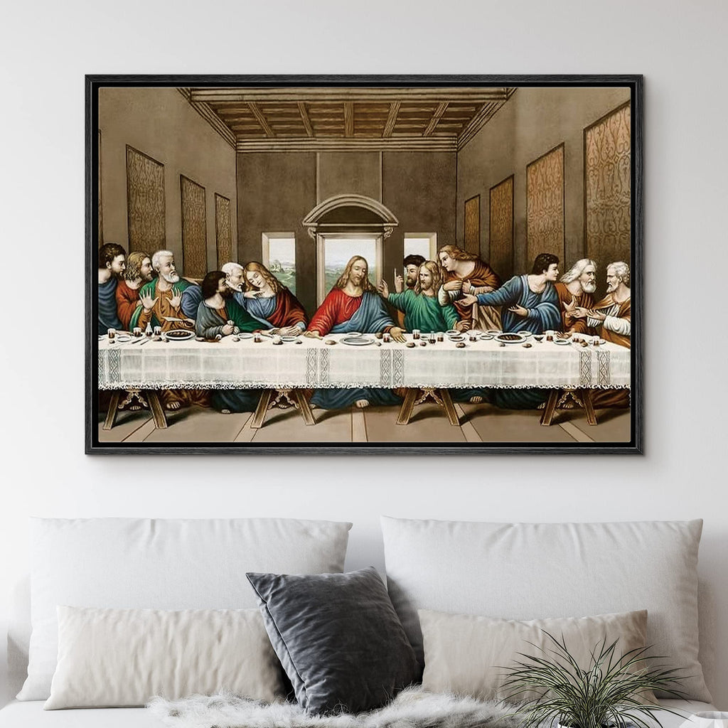 Framed Canvas Print Wall Art The Last Supper by Leonardo da Vinci Coastal Historic Illustrations Renaissance