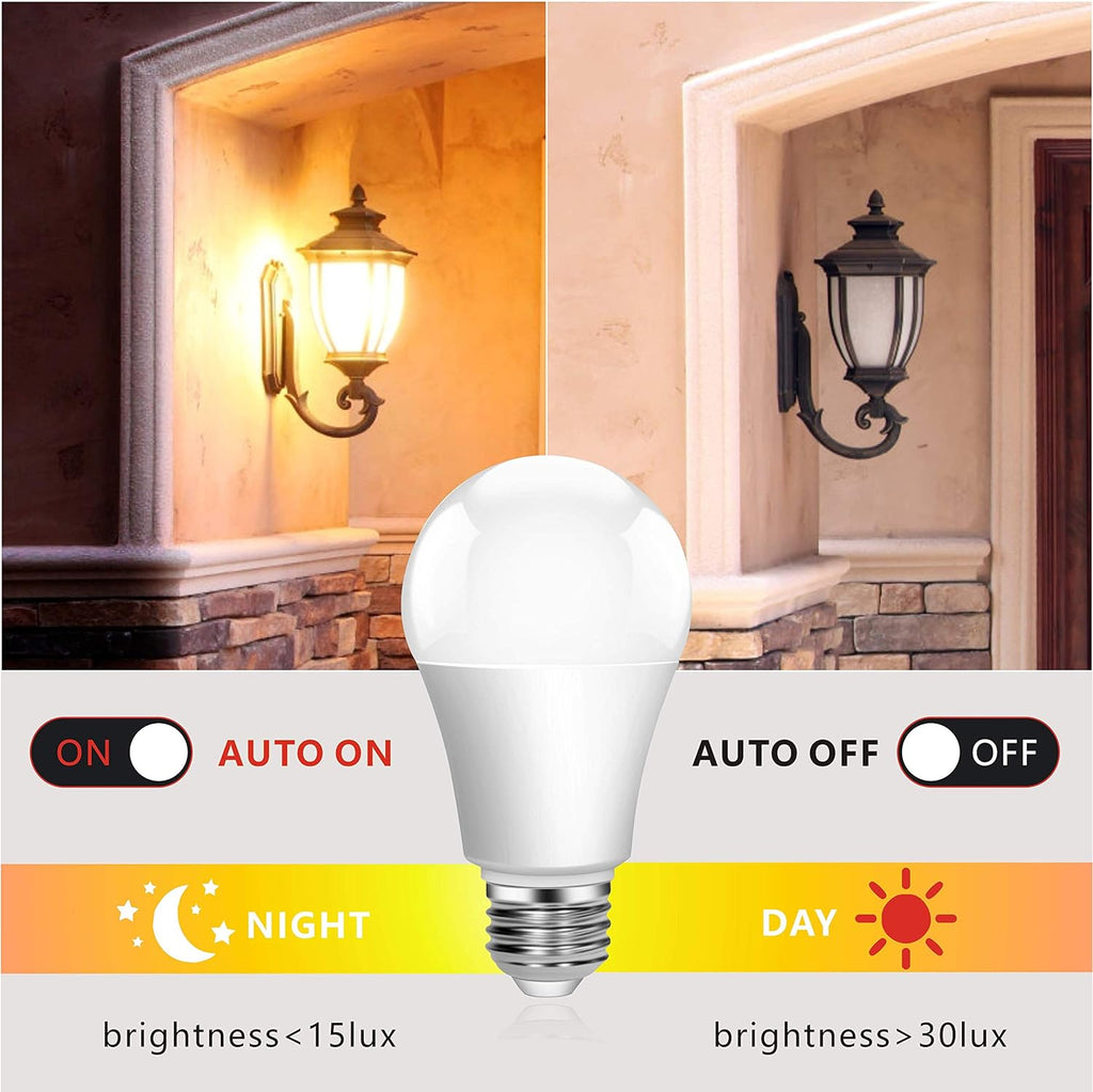 Outdoor Sensor Light Bulbs- No Timer Required, 13W(100W Equivalent), 6000K Cool White, E26 A19 Automatic Sensor LED