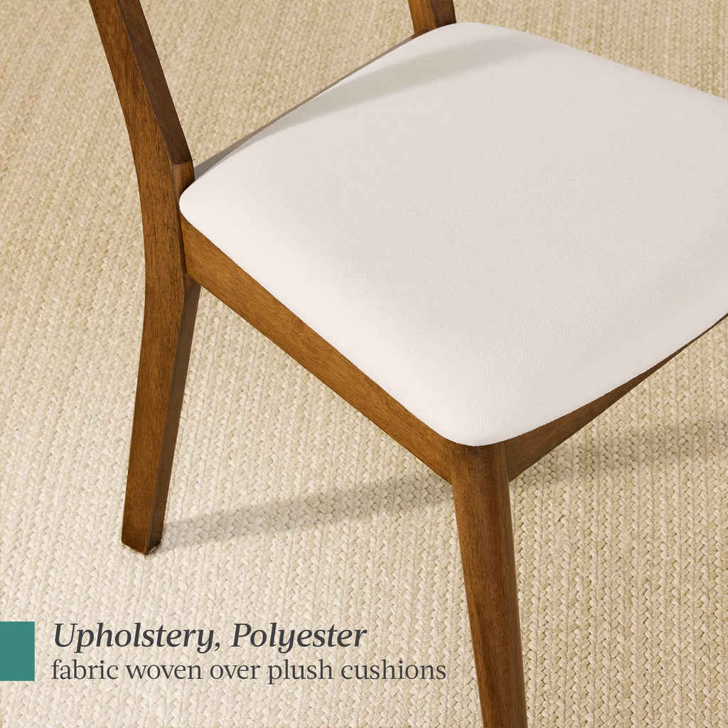 Wooden Dining Chairs, Wood Mid-Century Modern Upholstered Side Chairs, Farmhouse Cushioned Dining Chairs Set of 4