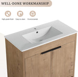 SSLine 36-Inch Bathroom Vanity with Sink Mid-Century Bathroom Vanities with Top Basin Floor Wood Bathroom Sink Cabinet