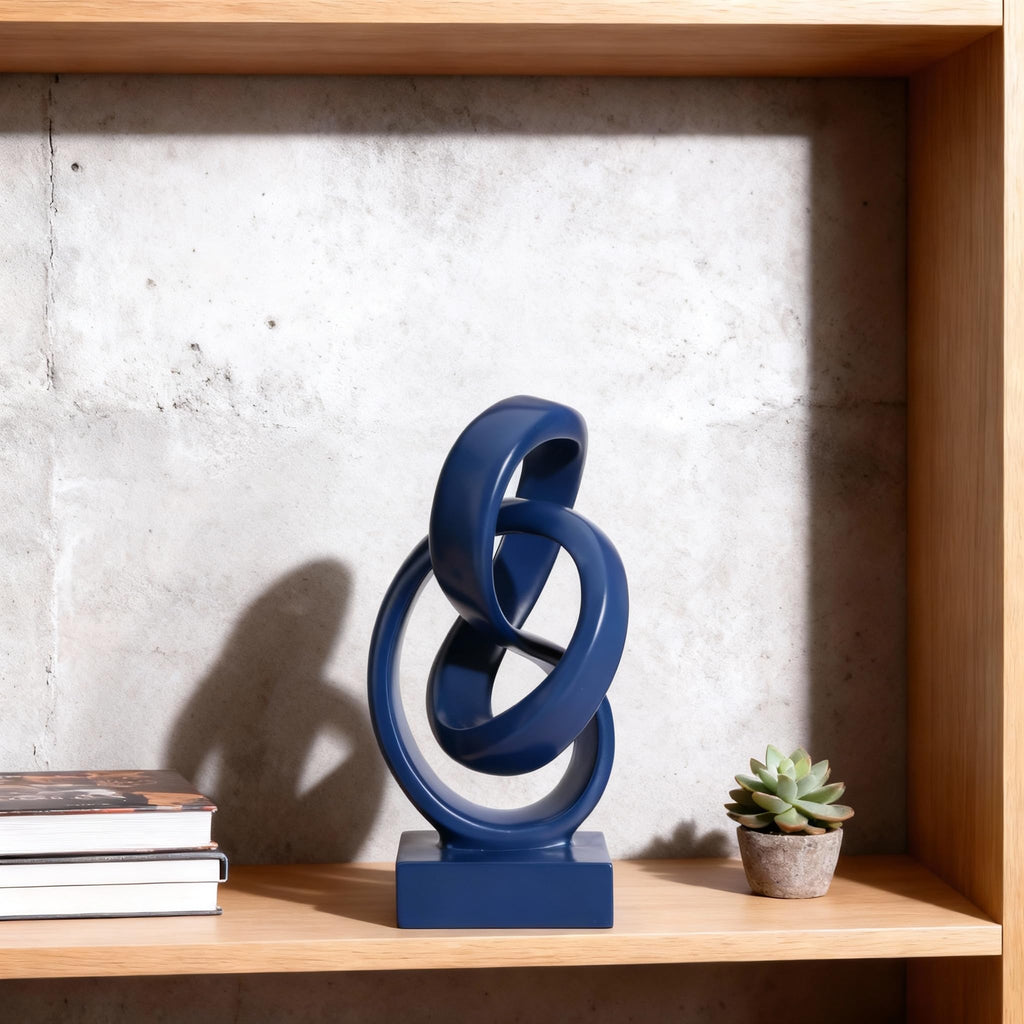 Abstract Blue Knot Sculpture, Geometric Decorative Statue, Blue Decor Coffee Table Bookshelf Top, Office TV Cabinet
