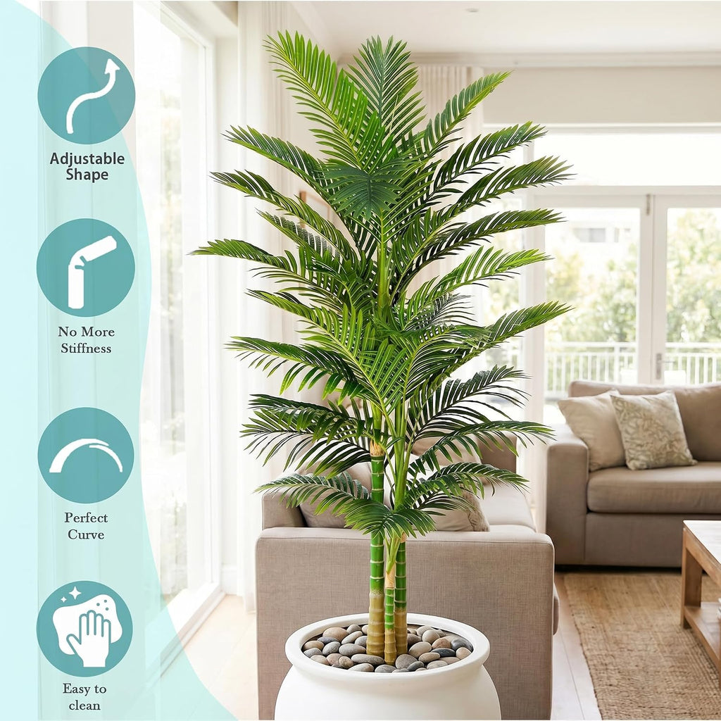 Artificial Palm Tree Indoor Plant (Black, 6FT)