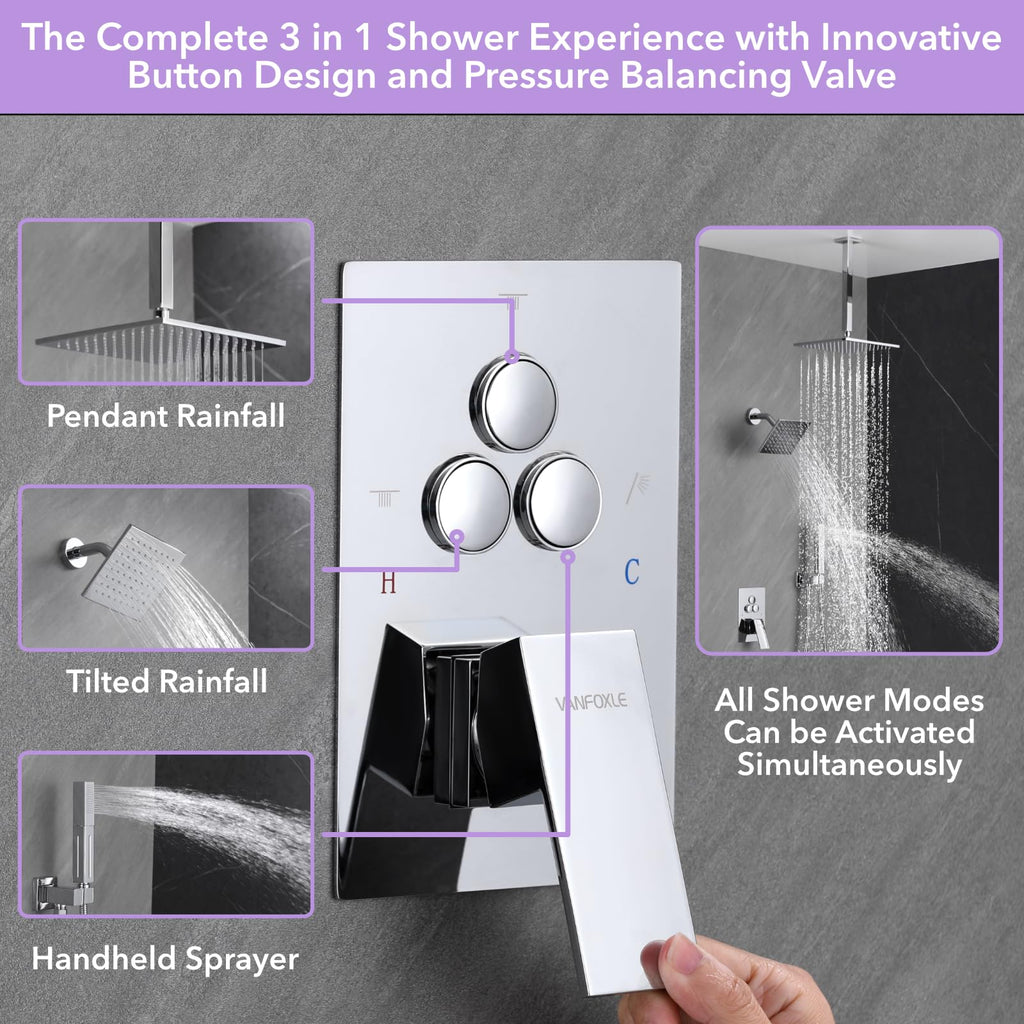 Shower Faucet Set Chrome Modern Shower System