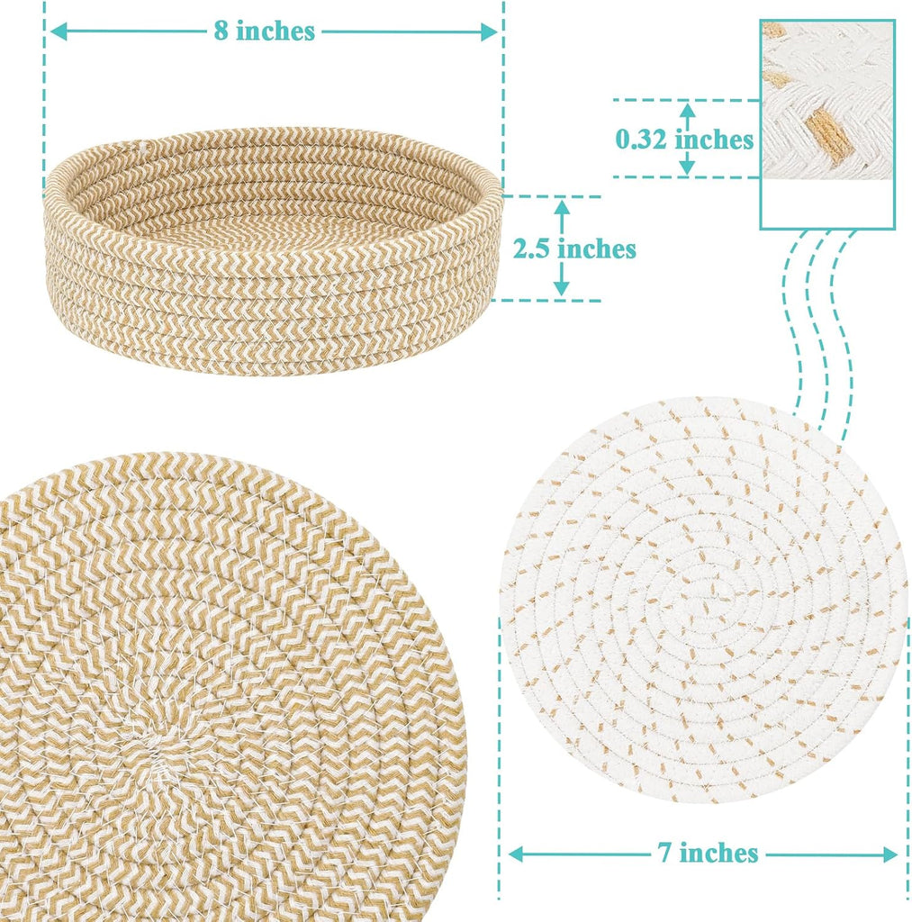 Trivets for Hot Dishes, Pots and Pans, Hot Pads with Storage Basket, Pot Holders, Heat Resistant Mat Protect Counter - Set of 5