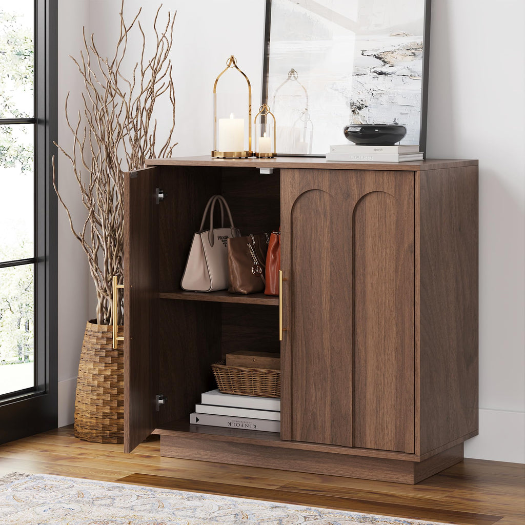 31.5" Sideboard Buffet Cabinet with Storage, Walnut, 3pcs